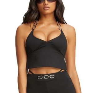 I AM GIA black sares halter top
